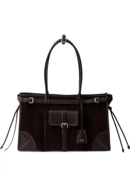 Geantă Prada de catifea cord maro