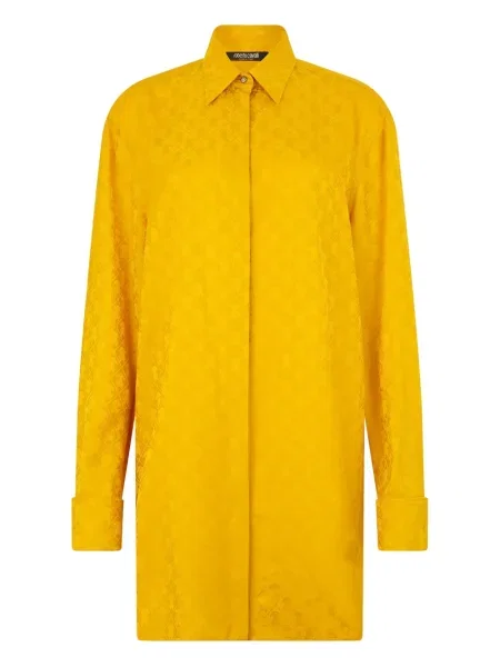 Cămașă Roberto Cavalli cu model piele de șarpe galben