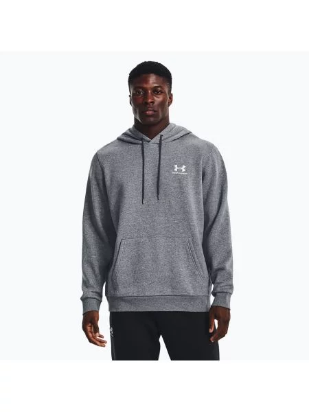 Bluza Under Armour Essential Fleece Hoodie pitch gray medium heather/white biała