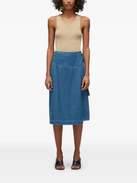Fustă midi 3.1 Phillip Lim până la genunchi albastru