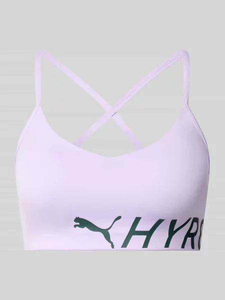 Biustonosz sportowy z nadrukiem z logo Puma Performance fioletowy