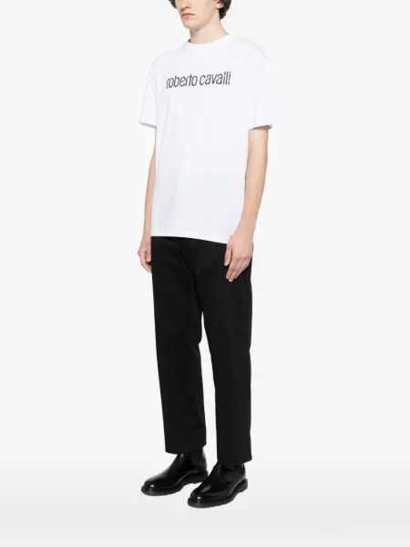 Tricou Roberto Cavalli cu imagine alb