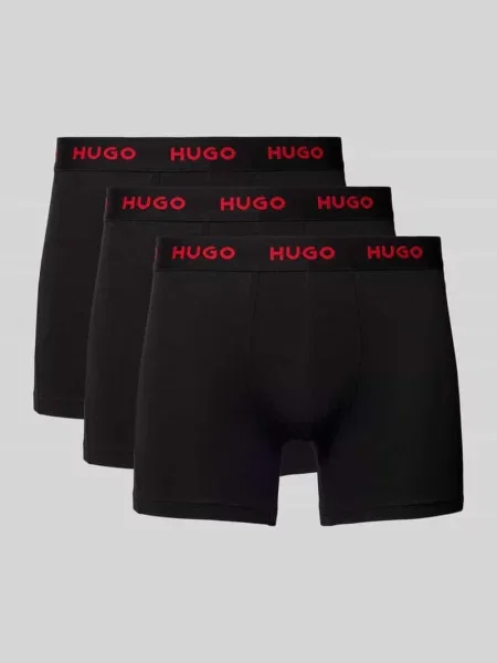 Obcisłe bokserki z elastycznym paskiem z logo w zestawie 3 szt. Hugo czarne
