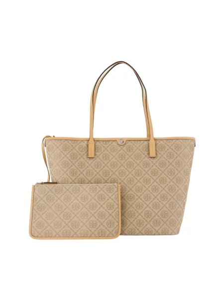 Shopperka Tory Burch skórzana beżowa