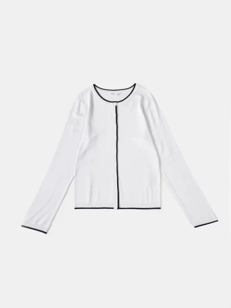 Кардиган з контрастною облямівкою з віскозою білий