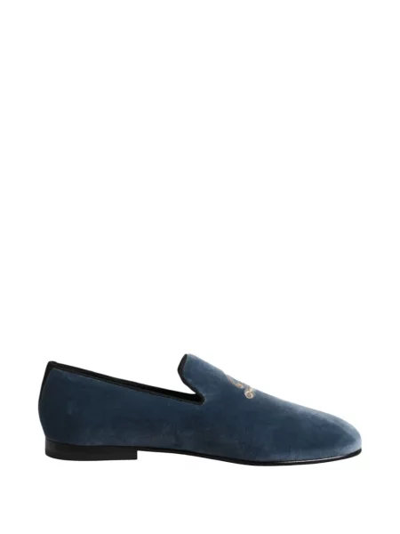 Pantofi loafer Dolce & Gabbana cu broderie de catifea albastru