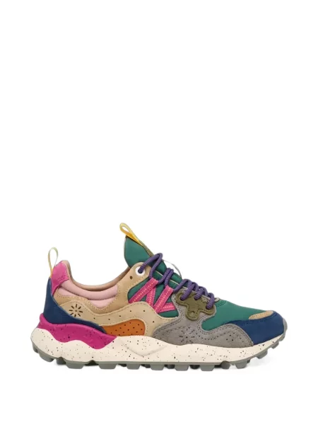 Sneakerși Flower Mountain din piele de căprioară cu model floral verde