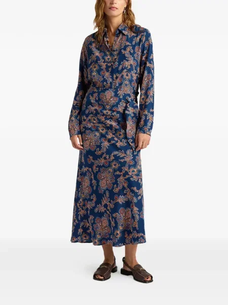 Spódnica midi Momoni do kolan niebieska