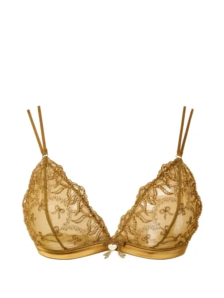 Sutien Twinset cu broderie din tul galben