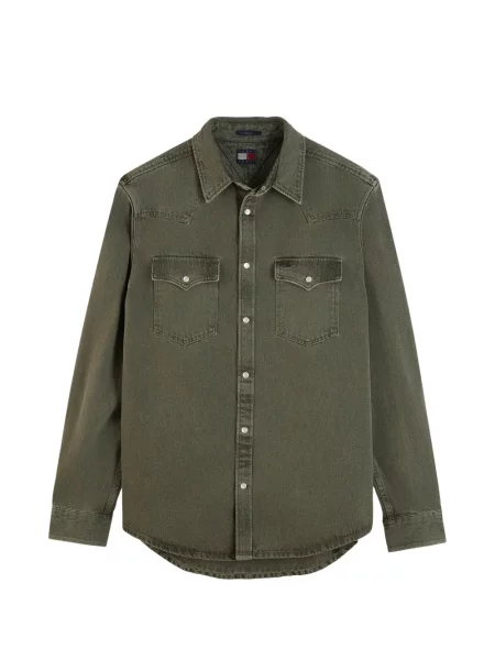 Lung cămașă de blugi Tommy Hilfiger verde