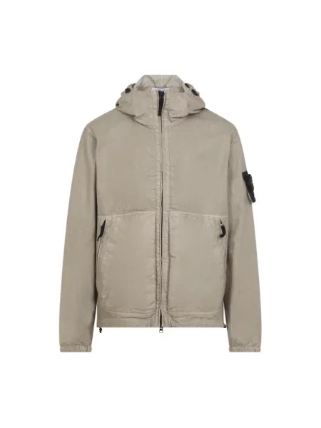 Kurtka Stone Island z kapturem z kamieniami beżowa