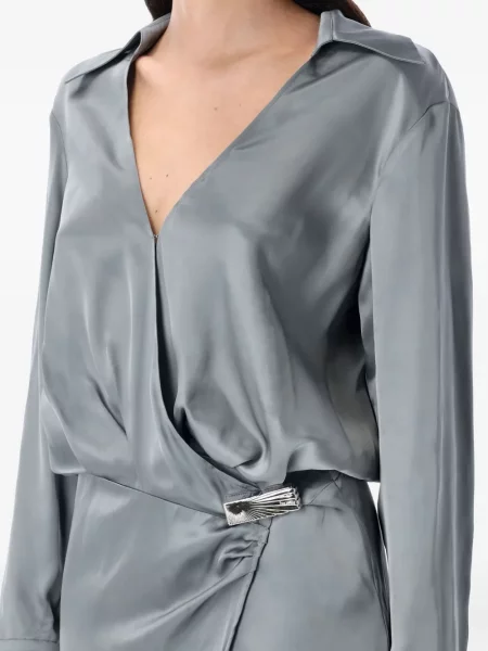 Rochie The Attico din satin de costum albastru