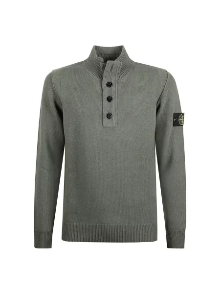 Sweter wełniany Stone Island wełniany z kamieniami zielony