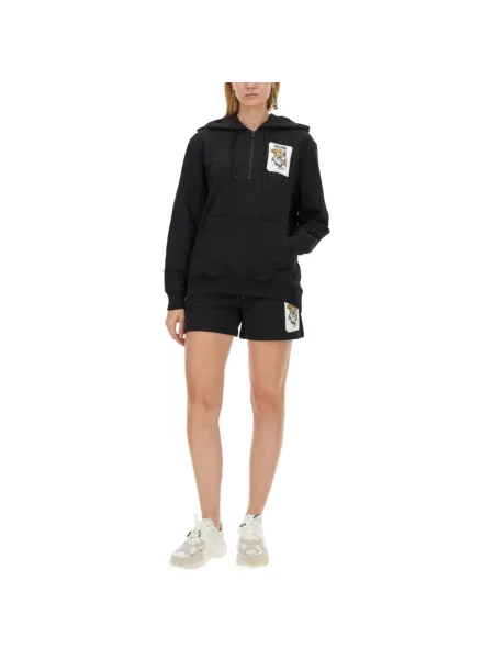 Bluza z kapturem Moschino z kapturem ze sznurkiem czarna