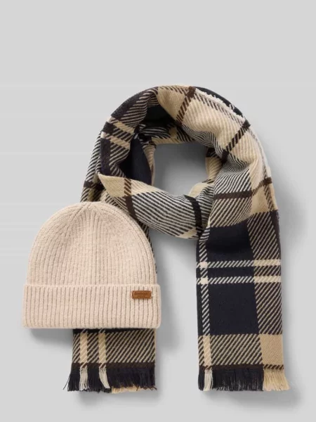 Barbour czapka i szalik beżowa