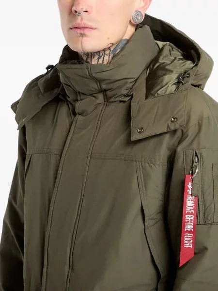 Geacă cu puf Alpha Industries cu glugă verde