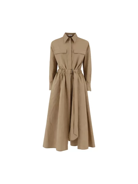 Sukienka koszulowa Brunello Cucinelli brązowa