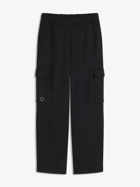 Szybkoschnące termoaktywne spodnie dresowe z szerokimi nogawkami czarne