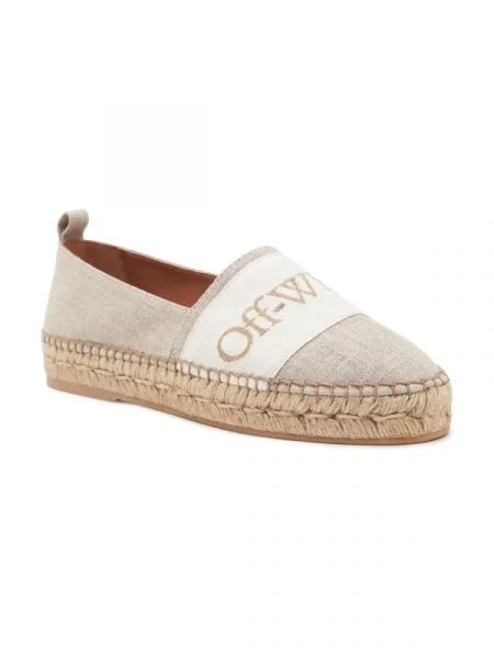 OFF-WHITE Espadrile cu adaos de piele alb