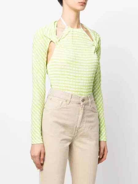 Body Jacquemus w kratkę z nadrukiem zielony