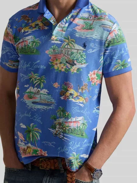 Koszulka polo z czystej bawełny Polo Ralph Lauren niebieska
