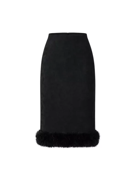Spódnica midi Access Fashion ze sztucznego futra czarna