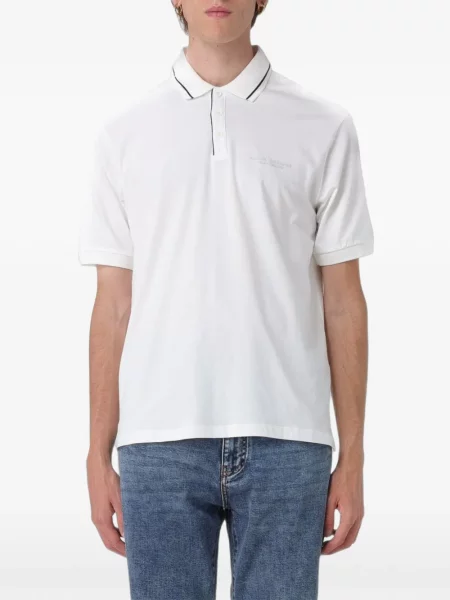 Tricou polo Armani Exchange cu autograf alb