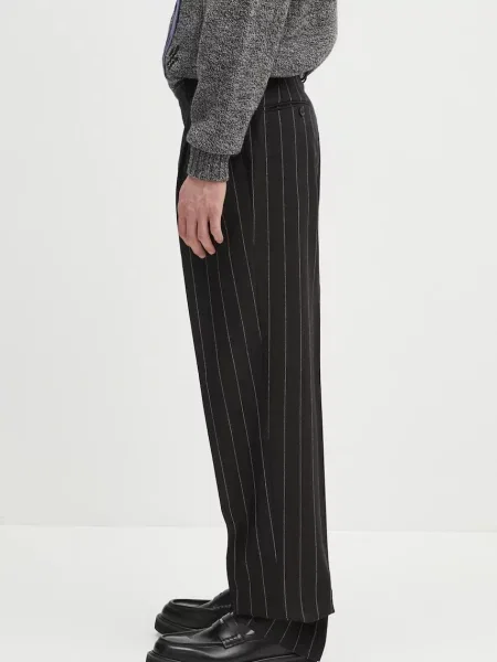 Μάλλινα παντελόνια Wacko Maria Double Pleated ανδρικό μαύρο