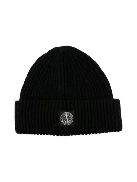 Czapka Stone Island wełniana z kamieniami czarna