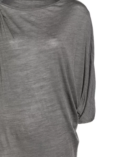 Tricou Less asimetric drapate gri