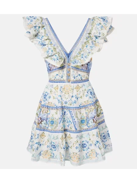 Rochie Camilla de in cu model floral alb