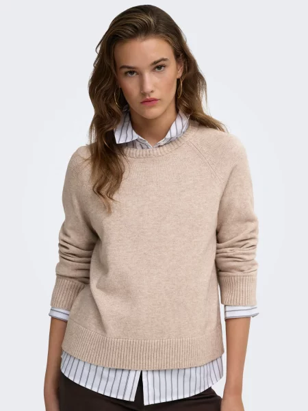 Джемпер Only PRINCESS LS O-NECK RAGLAN KNT молочний віскоза/нейлон