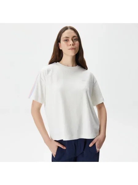 Lacoste Koszulka Relaxed Fit Crew Neck biały