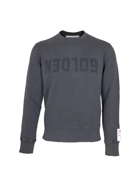 Bluza Golden Goose z logo z dekoltem w serek z dżerseju szara
