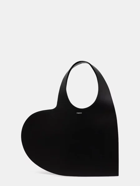 Geanta de piele Coperni din piele cu motiv cu inimi negru