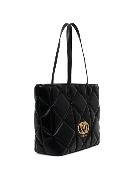 Torbica Love Moschino prošiven s autogramom crna