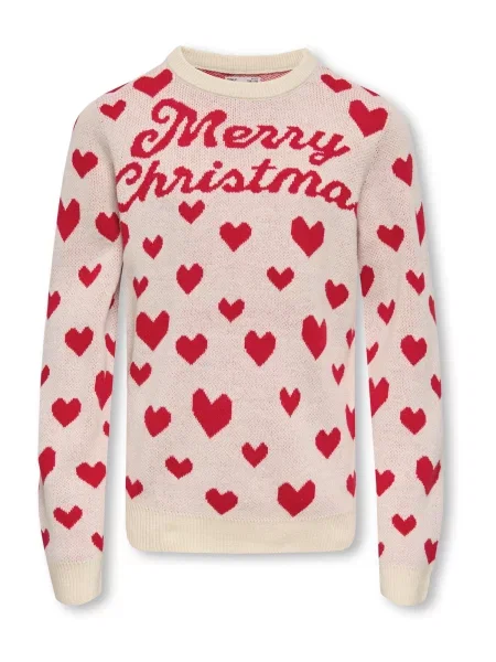 ONLY GIRLS Pulover KOGXMAS MERRY / roșu bej