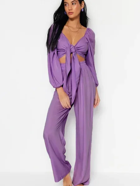 Bluzka Trendyol fioletowa