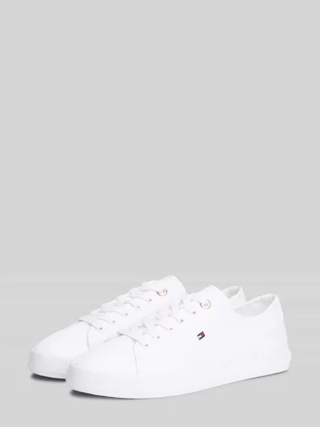 Sneakersy Tommy Hilfiger z logo płócienne białe