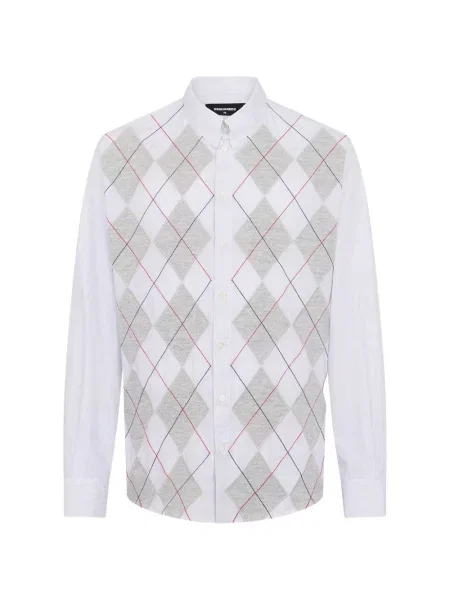 Cămașă Dsquared2 cu model argyle alb