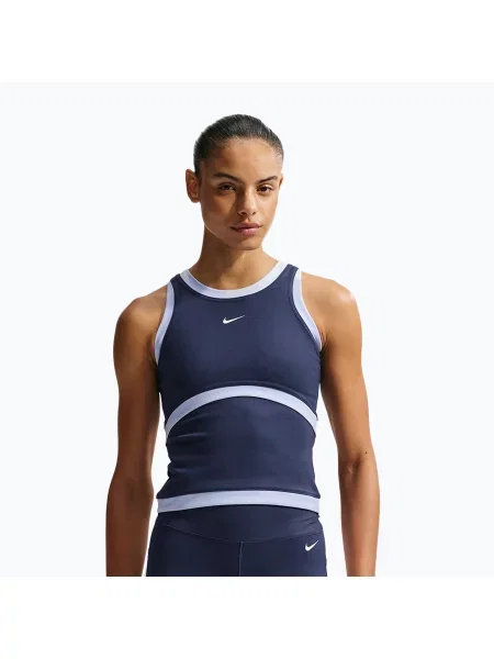 Tricou de antrenament pentru femei Nike One Dri-Fit midnight navy/hydrogen blue/white alb