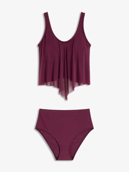 Tankini z prześwitującą siateczką 2 części fioletowy