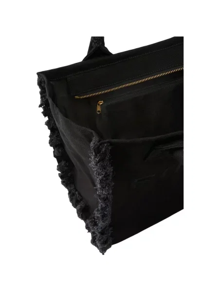 Geantă shopper Pinko din canvas negru