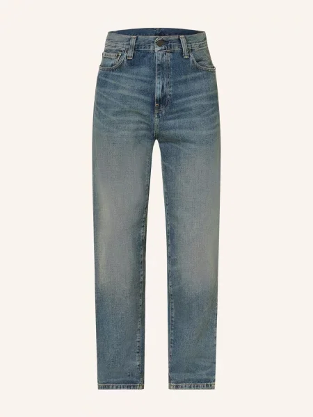 Carhartt Wip Džíny Aaron Straight Fit blue worn used wash modré