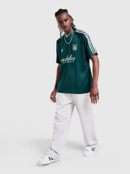 Adidas T-Shirt Classic Jacquard Jersey With Badge zielona