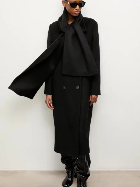 Шерстяное пальто Answear.lab черное