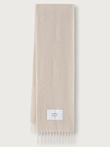 Maison Kitsuné Alpaca szalik z wełną beżowa