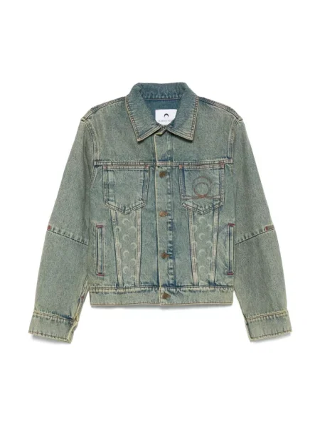 Marine Serre kurtka jeansowa Moon Laser Denim Trucker przejściowa oversize niebieski