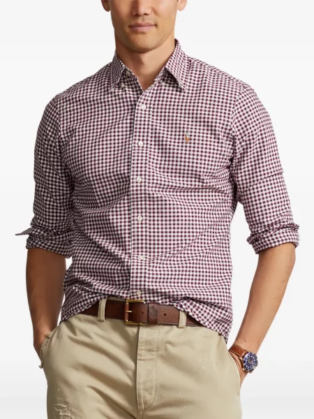 Tricou polo Polo Ralph Lauren cu glugă cu blană cu broderie roșu