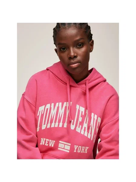 Bluza z kapturem Tommy Jeans różowa